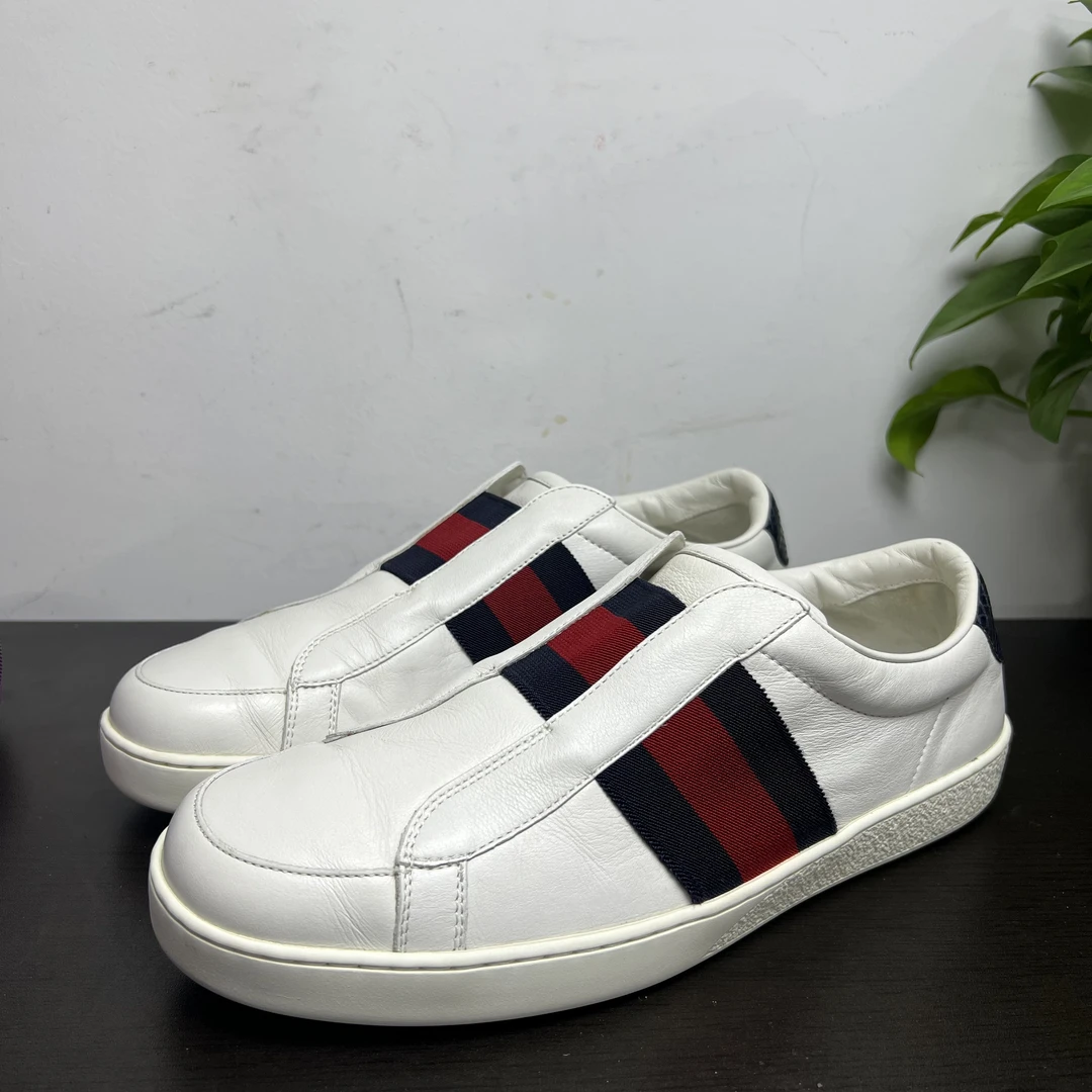 95新 GUCCI/古驰 41欧码弹力带一脚蹬板鞋/百搭/时尚