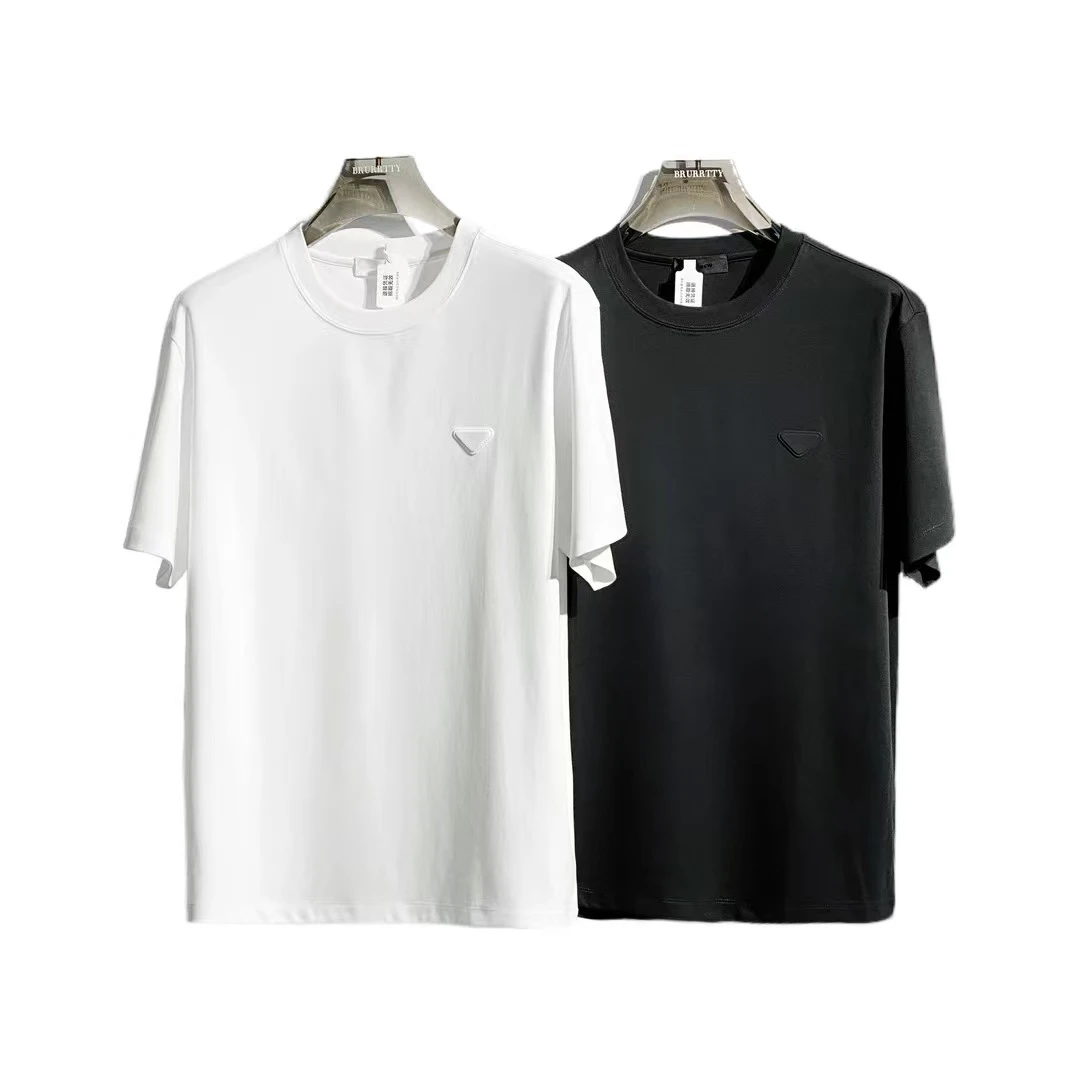 【奢潮定制】1913 立体三角标液氨棉秋季新款百搭简约纯色圆领半袖