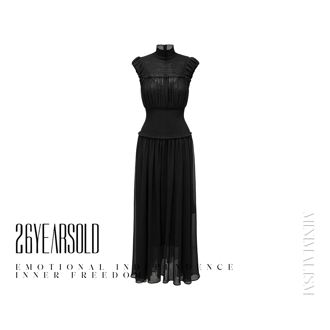 26YEARSOLD优雅时尚轻奢高领无袖长款印花显瘦连衣裙25SS-3286Z