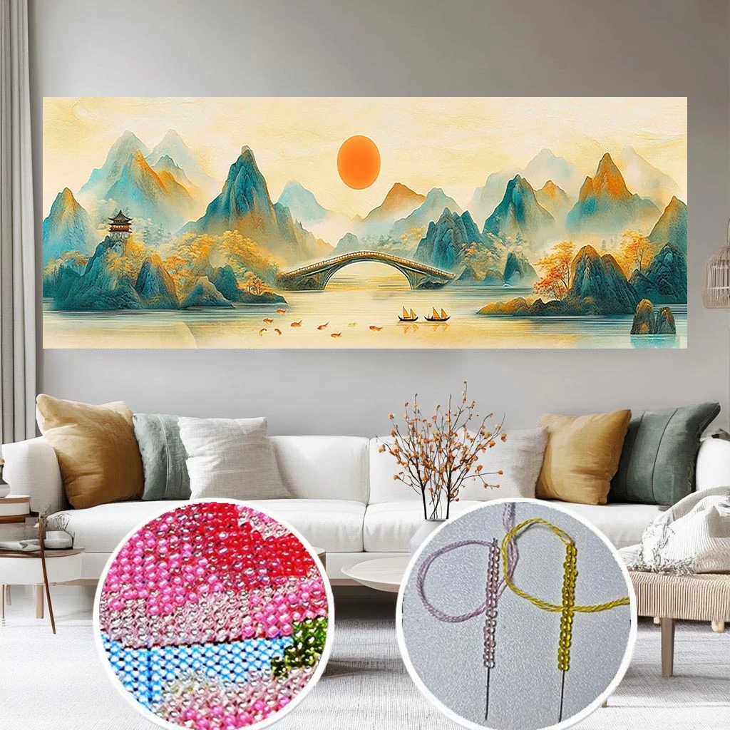 【炫彩玻璃珠绣】万里江山穿珠绣十字绣珠子绣全珠串珠绣diy材料包