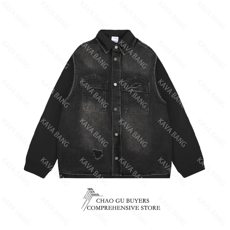 KB高级定制系列之水洗牛仔拼接真俩件外套8010