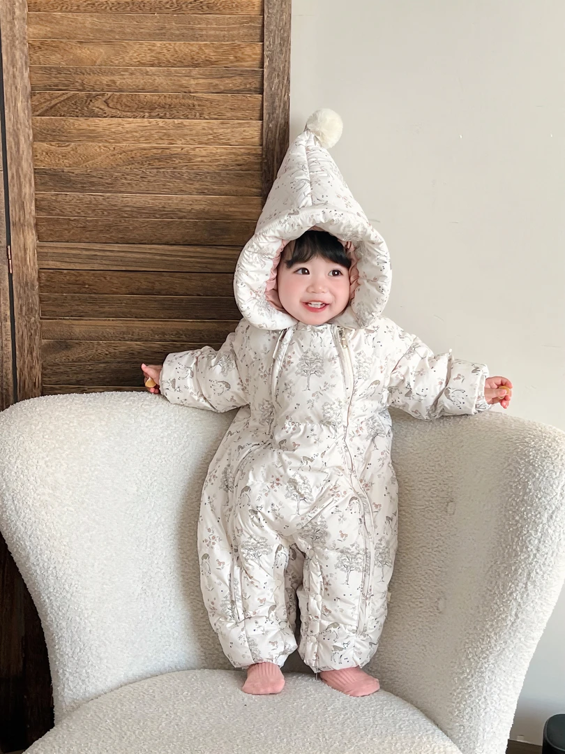 冬季新款婴幼儿爬服连体衣时尚穿搭保暖时尚连体衣爬服哈衣