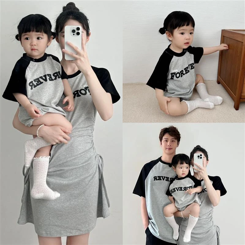婴儿亲子装t恤小月龄时尚一家三口四口炸街母女母子洋气男童女童