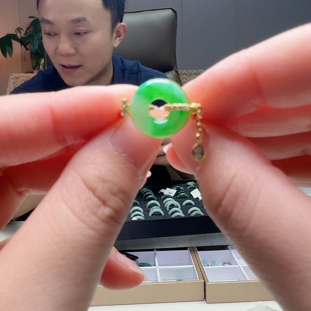 翡翠戒指银S925镶嵌天然