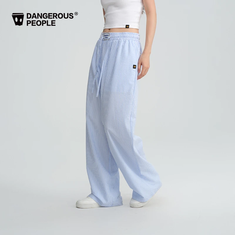 长裤条纹白色时尚休闲运动套装百搭夏装牛仔休闲女士