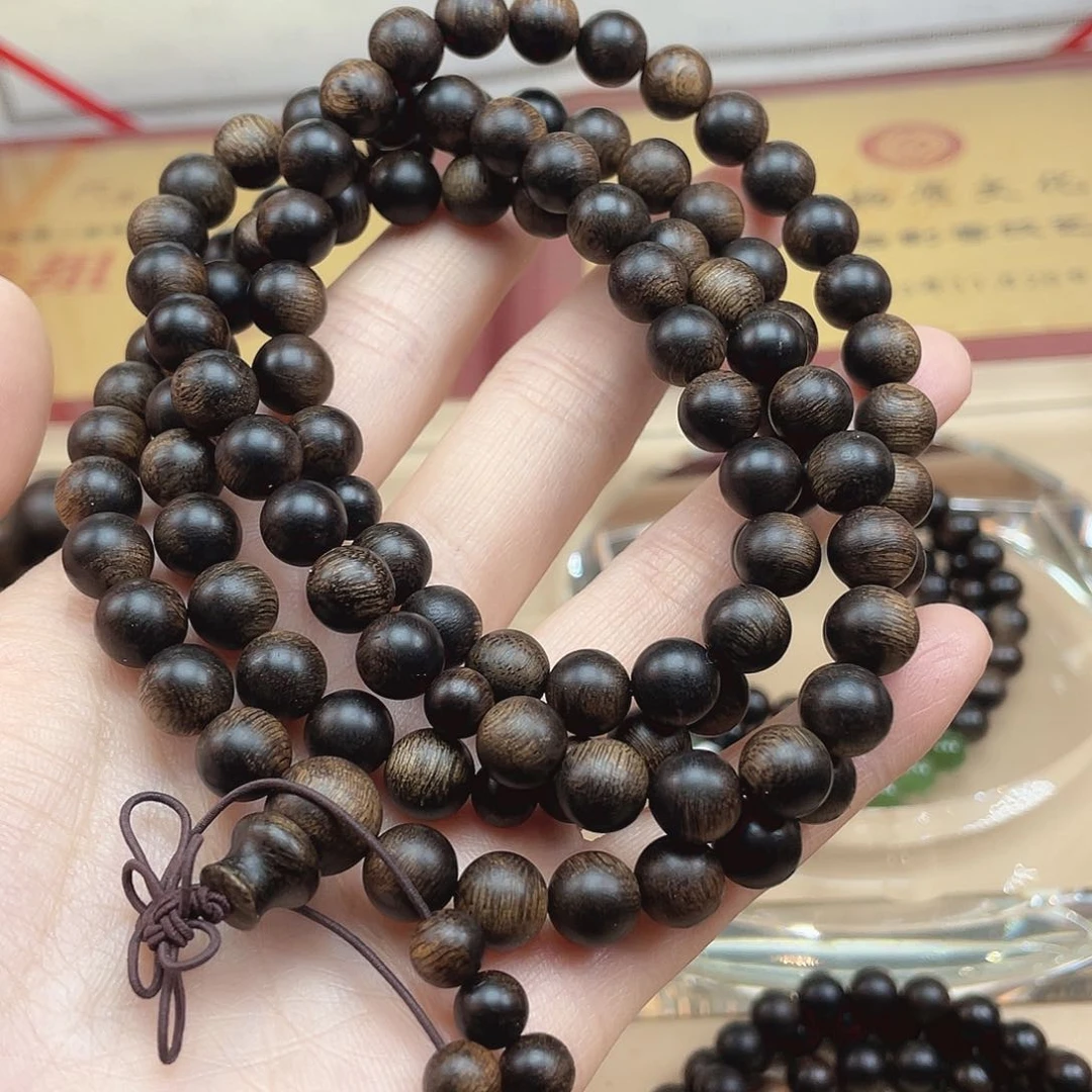 沉香手串冰*花越南富森红土雷击瘤疤古董料