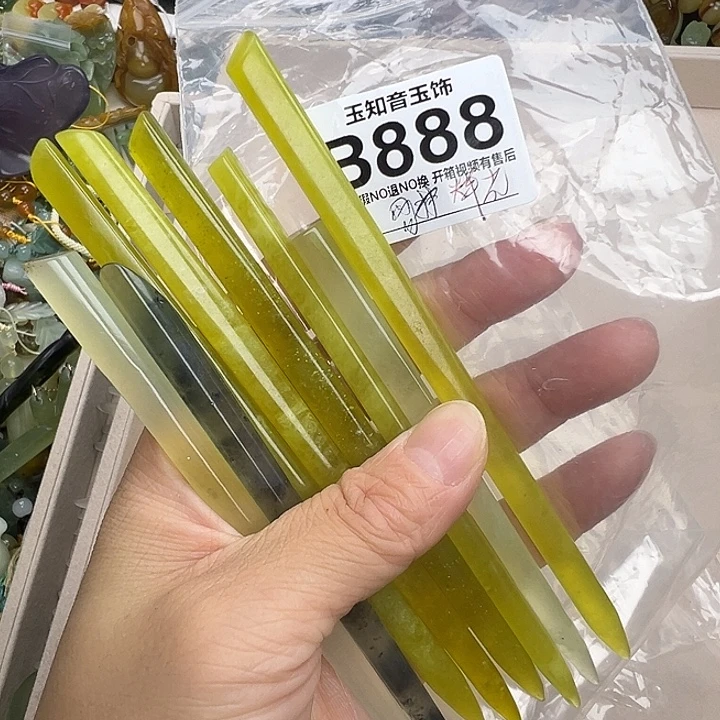 易***光蛇纹石玉未镶嵌发饰