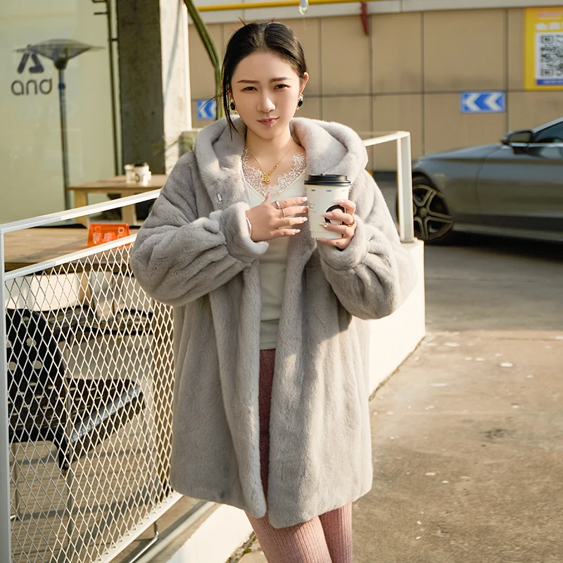 【一眼万年】3032新款进口水貂丹麦紫金短二整貂小母貂长款皮草外套