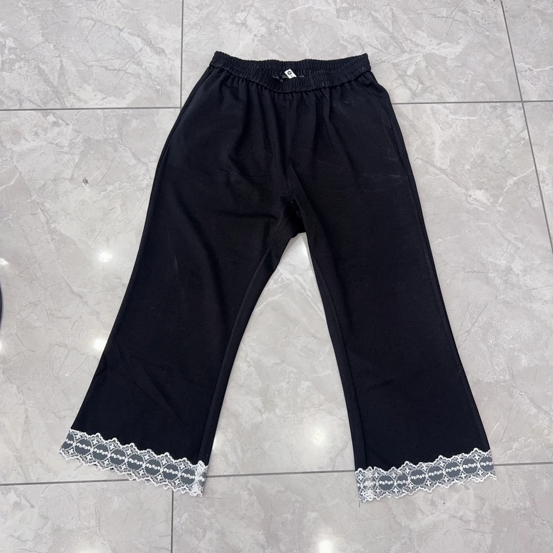 胖胖家*250238新款蕾丝边高弹力百搭显瘦小黑裤