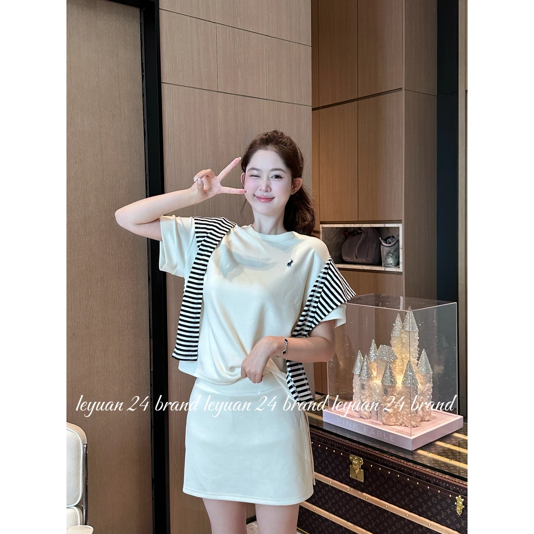 【刚满18岁】LEYUAN·套装百搭休闲运动短袖T恤高腰半身裙套装