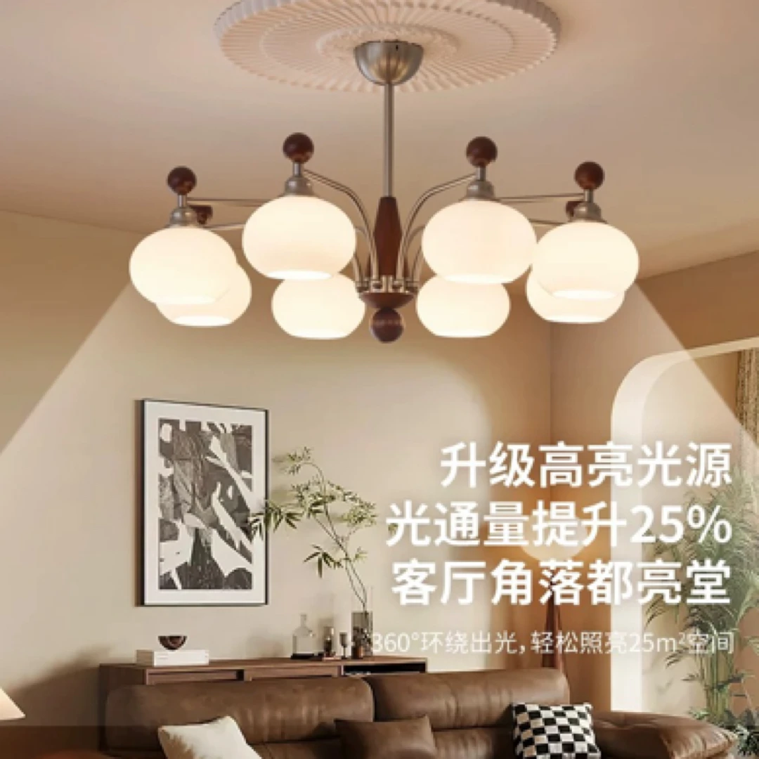 法式中古客厅吊灯复古高级感2025新款柿子vintage新中式中山灯具