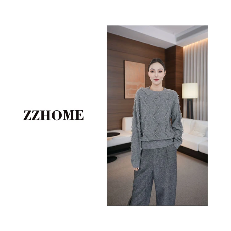 【ZOZO HOME】“流苏”羊·毛重磅工艺点子纱毛衫q170261p