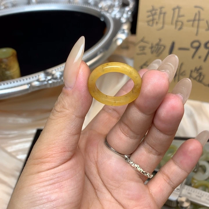 增***耀合金蛇纹石玉戒指