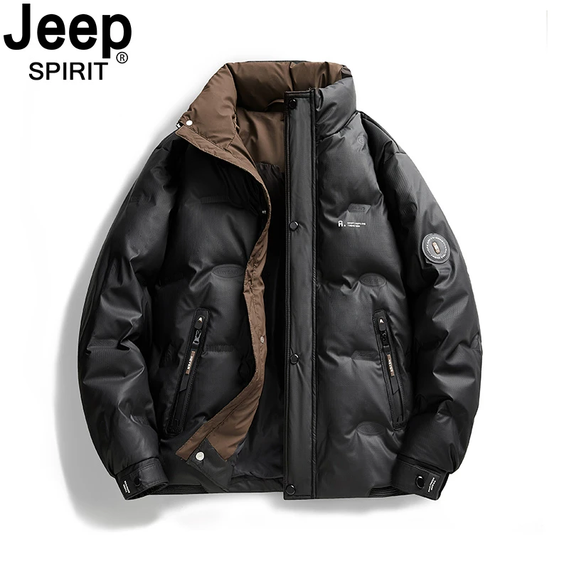 JEEP SPIRIT吉普2024冬季新款立领防寒服男士加厚保暖免洗羽绒服