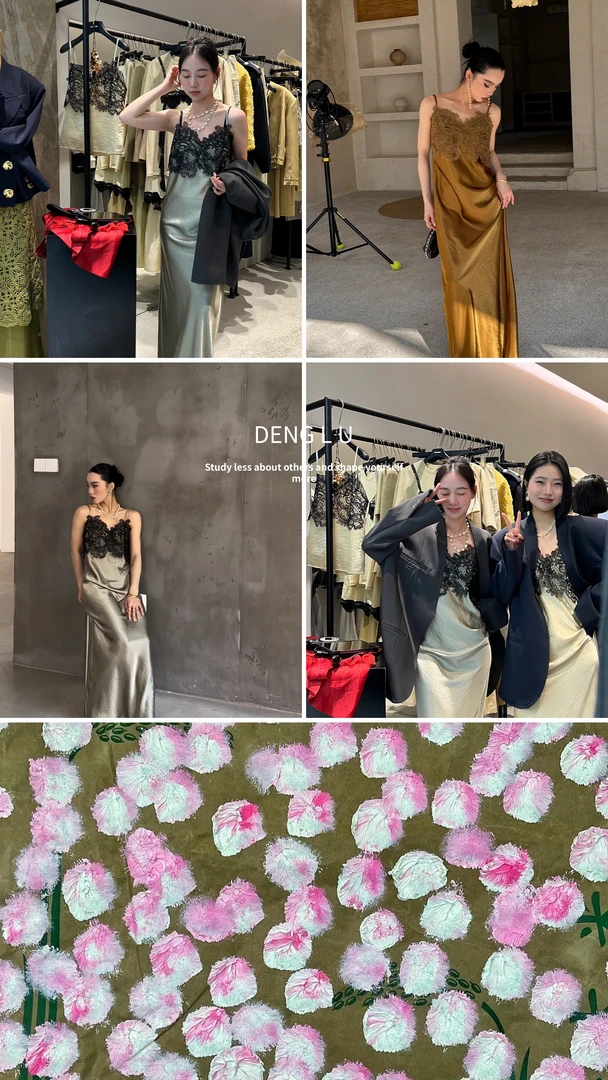 【NO退NO换】- COCO系列可调节肩带的蕾丝吊带裙（63R65011-1#）录录