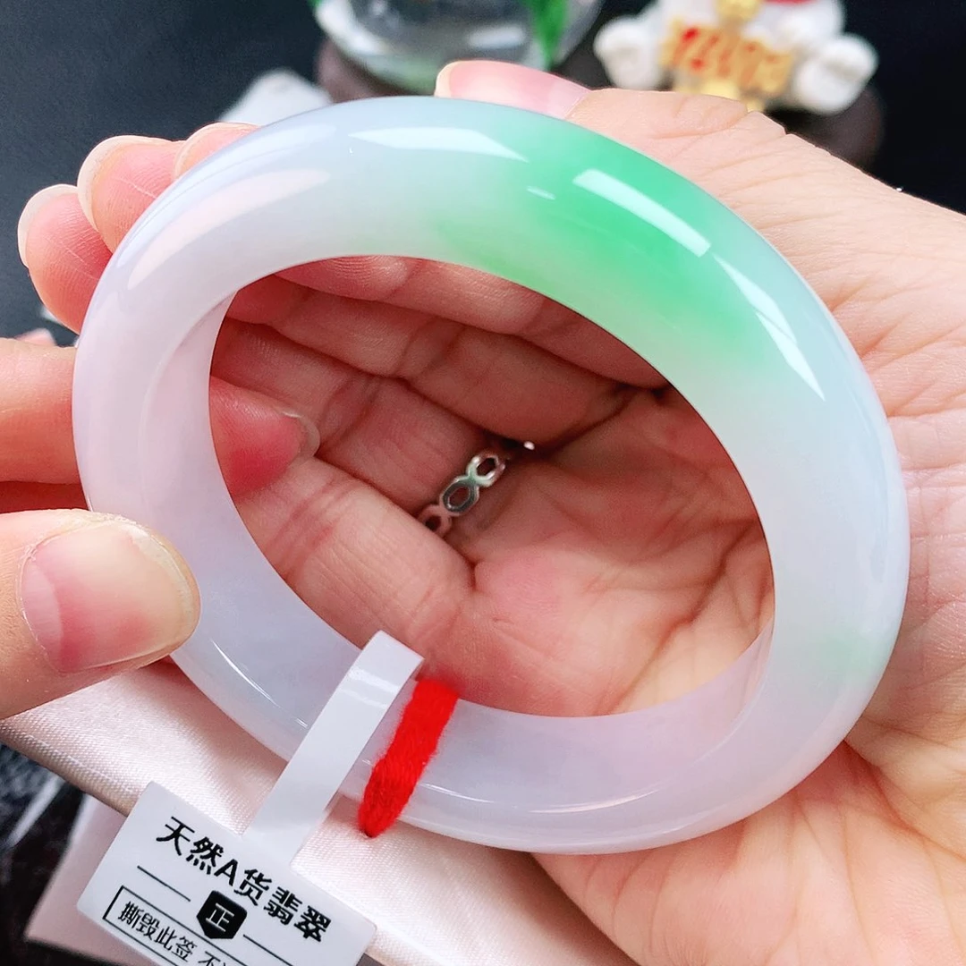 未镶嵌手镯翡翠55白底青轮胎