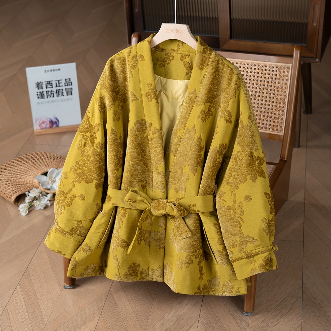 ZHUOXI/着西冬季新中式国风气质优雅保暖加厚羽绒服小个子26012