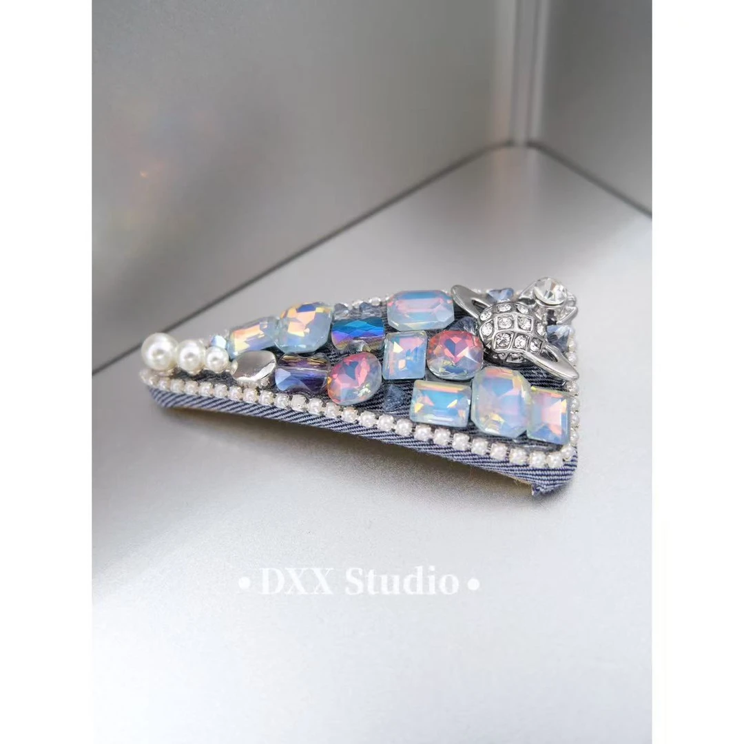 小众设计牛仔蓝色系单只发夹46090