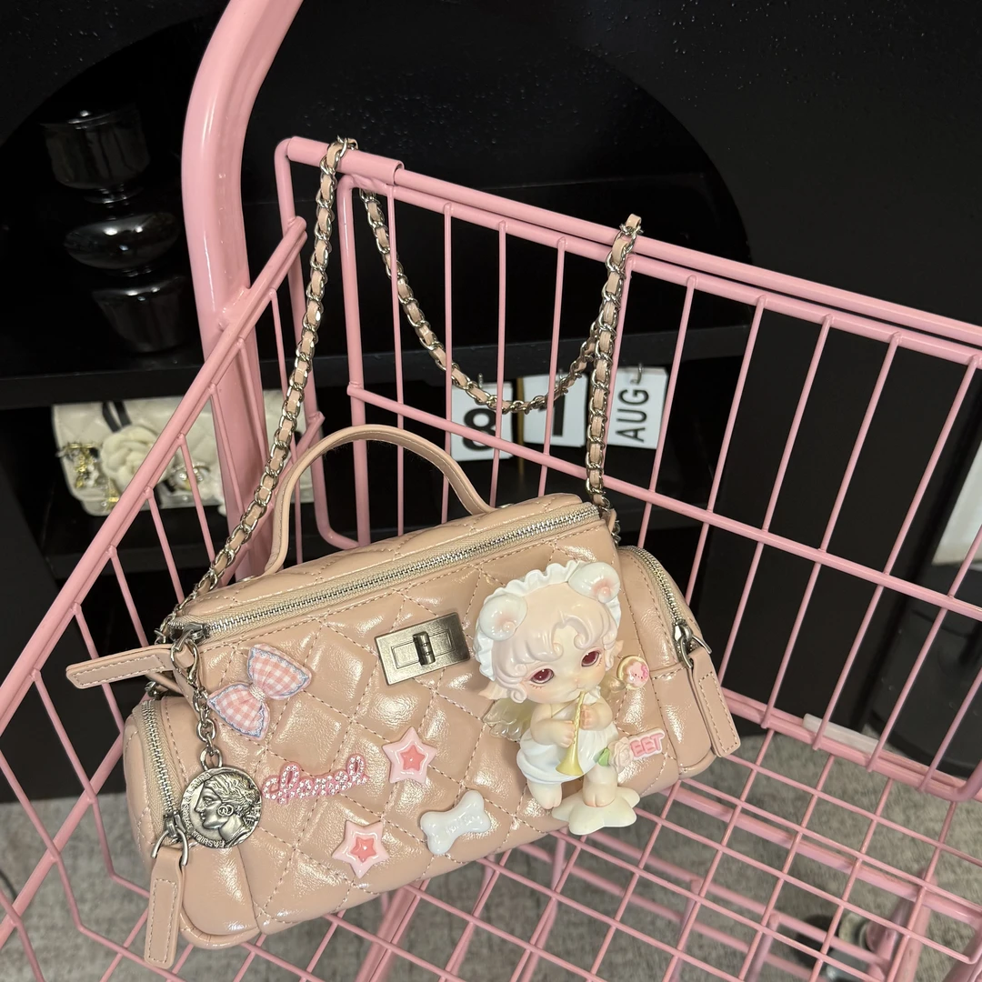 原创手工设计潮玩娃包 韩系轻奢小众设计粉色kt横版托特包