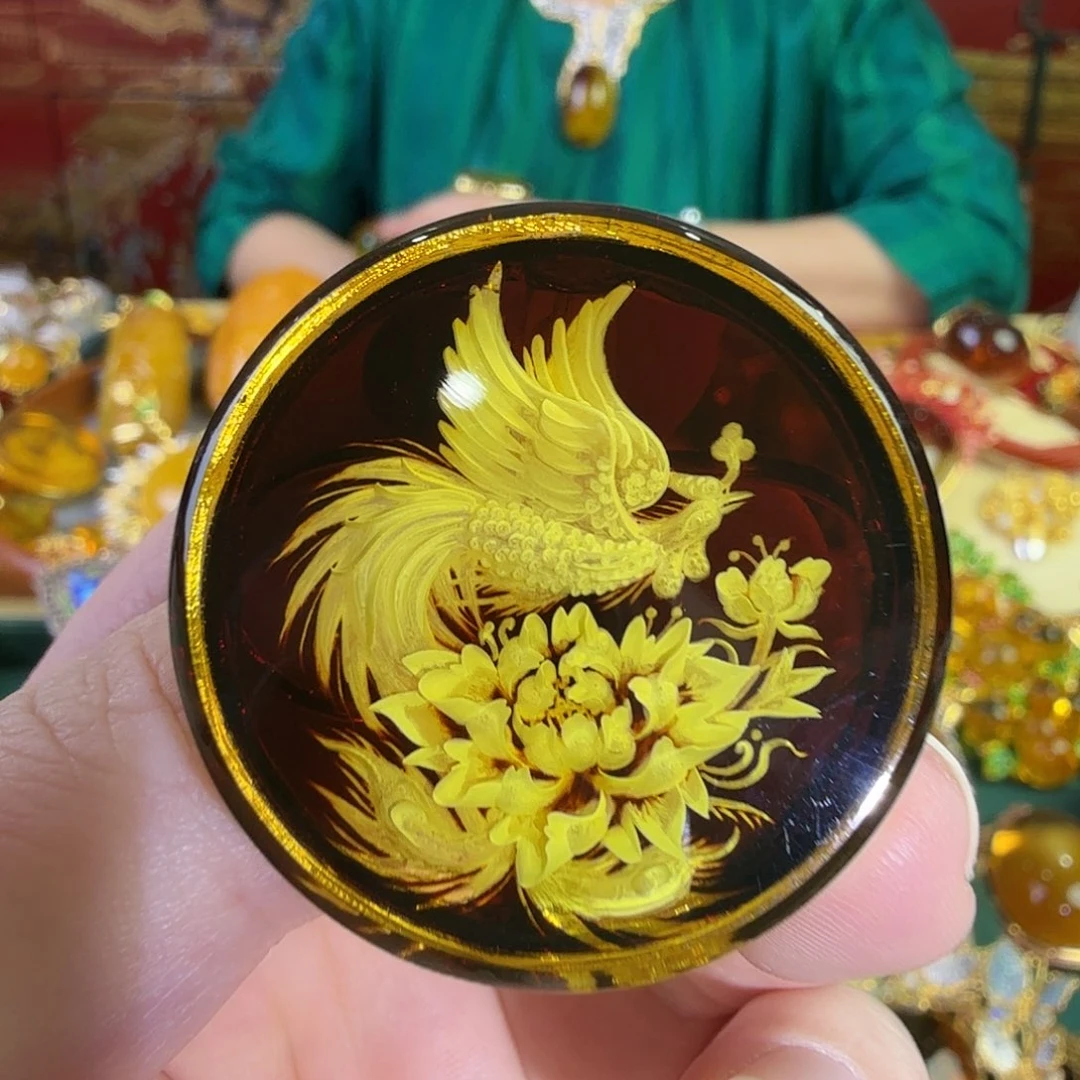 琥珀银S925镀金镶嵌戒指