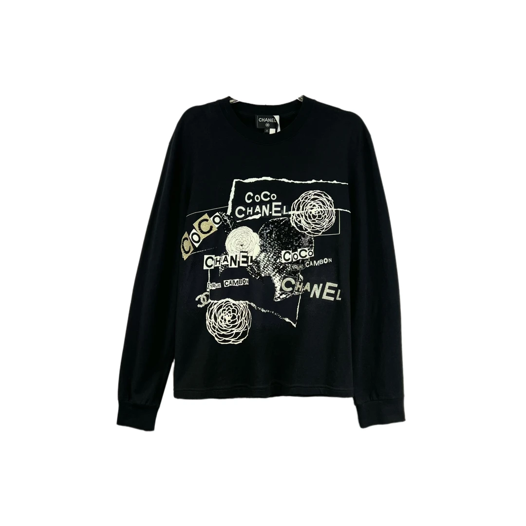 99新 Chanel/香奈儿 012844  Logo图案印花长袖卫衣 S码