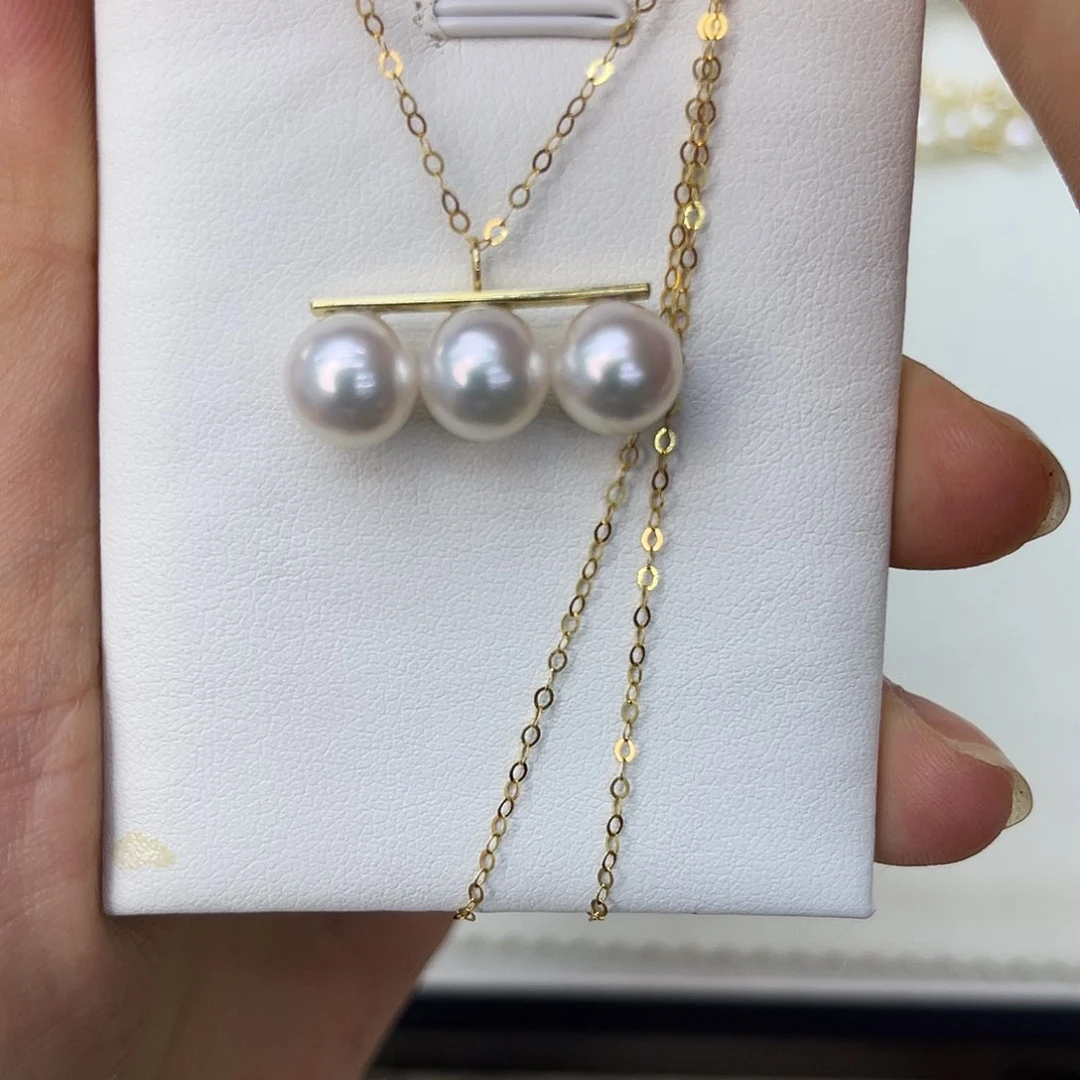 海水珍珠18K金镶嵌颈饰8-9mm