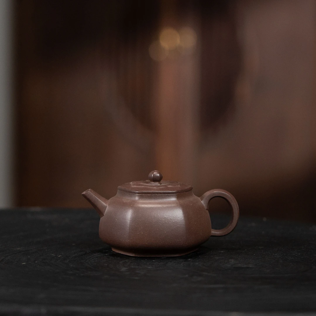 【利贞l六方莲蒲】原矿天青泥 约110cc 手工制 紫砂壶 茶具DTGT