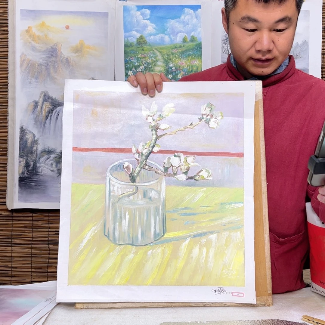 油画行路人小院绘画作品竞拍