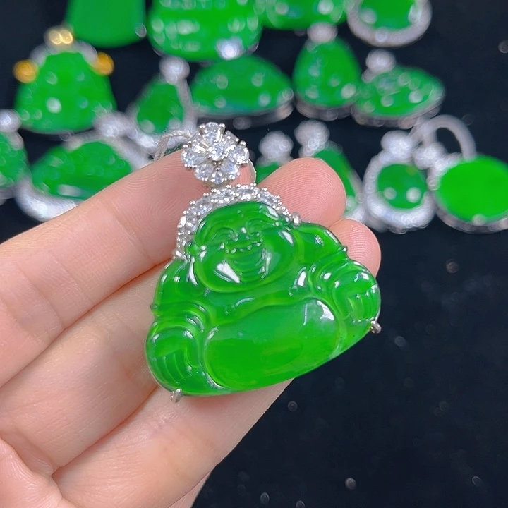 翡翠银S925镶嵌吊坠(不含链)