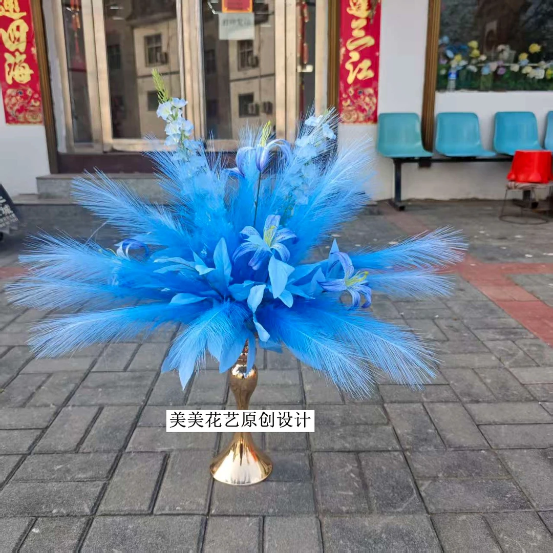 新款烟花芦苇酒店婚礼KTV包房茶几台面装饰桌花布置摆台花仿真花