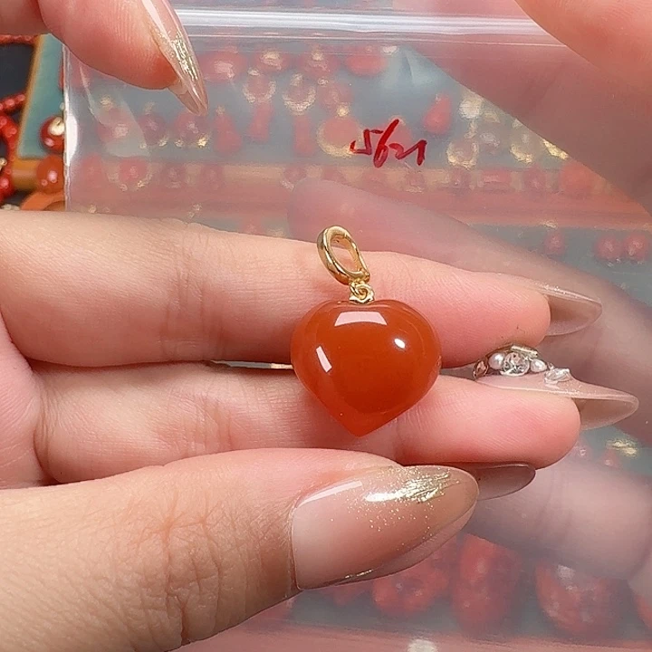 南红玛瑙银S925镶嵌吊坠