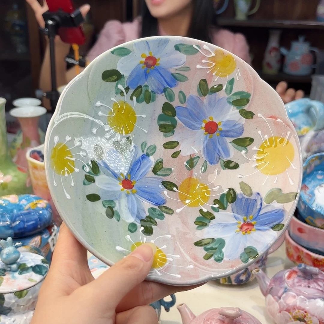 瓷片景德镇手绘高温釉下彩陶瓷茶具