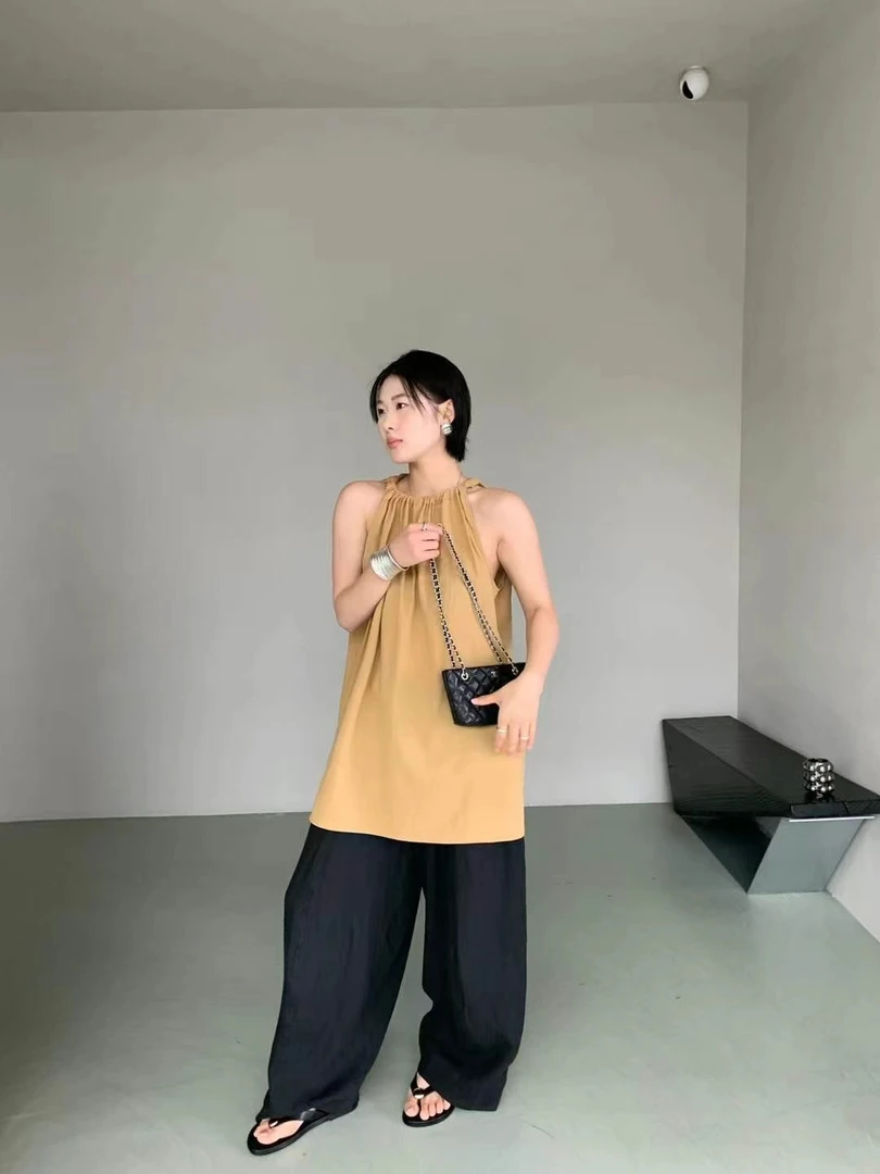 Az LongQuan 飘带麻料背心裙 2025夏季百搭休闲新款 DA5173