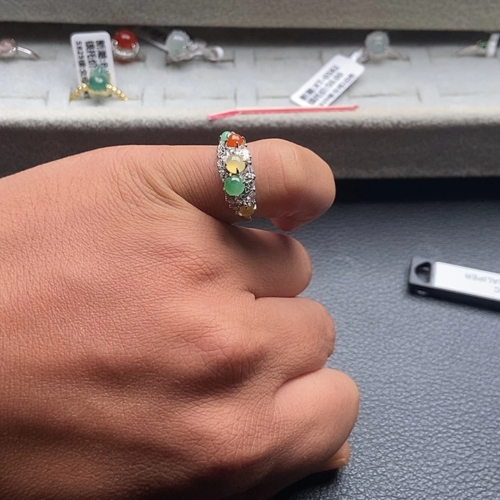 翡翠银S925镶嵌戒指