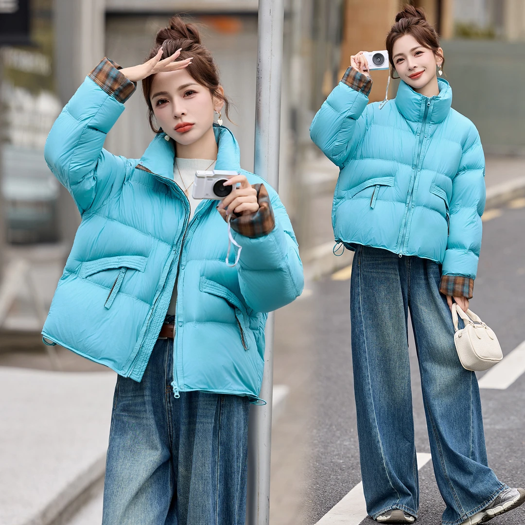 超好看短款泡芙羽绒服女2025冬新款韩版立领小个子加厚保暖面包服