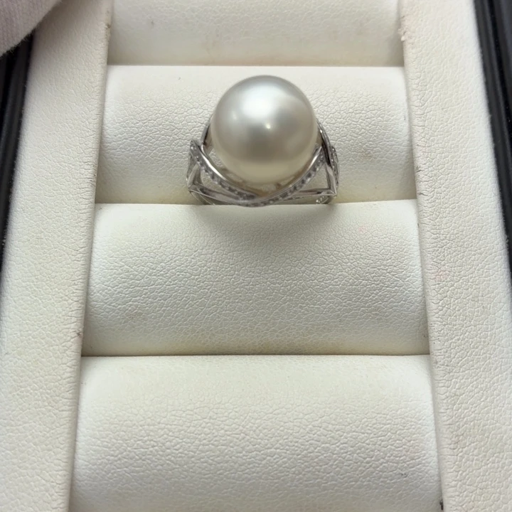 戒指海水珍珠银S925镶嵌