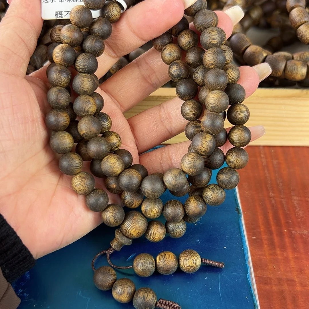 沉香沉香碎屑卡9圆珠多圈43g沉浮透顶绿