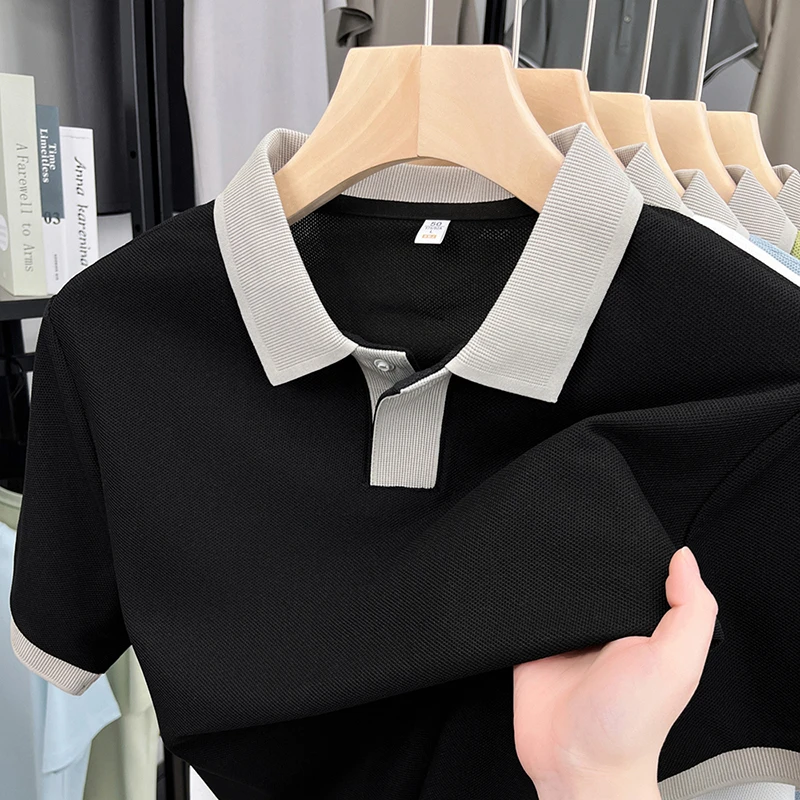 【精梳棉】夏季新款男士短袖t恤休闲高档翻领POLO衫纯色薄款半袖男