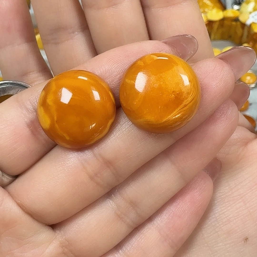 琥珀银S925镶嵌耳饰耳钉