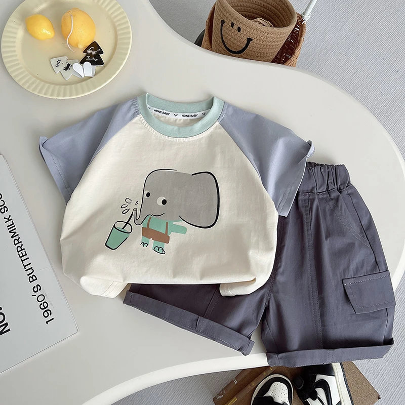 圆领夏季印花卡通动漫男短袖T恤夏装男孩男宝韩版男童运动儿童