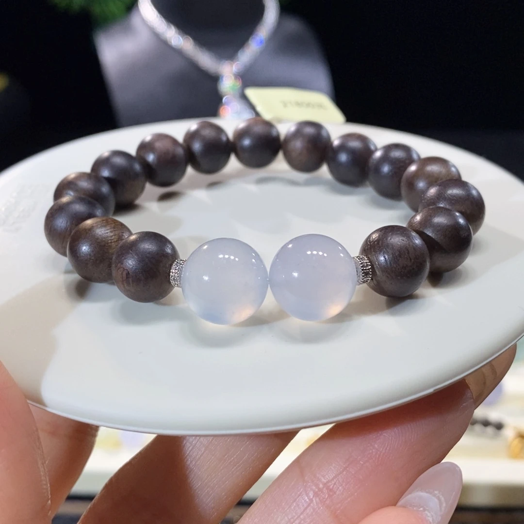 翡翠未镶嵌颈饰翡翠高冰茅台白圆珠手串