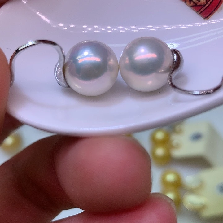 银S925镶嵌耳饰淡水珍珠
