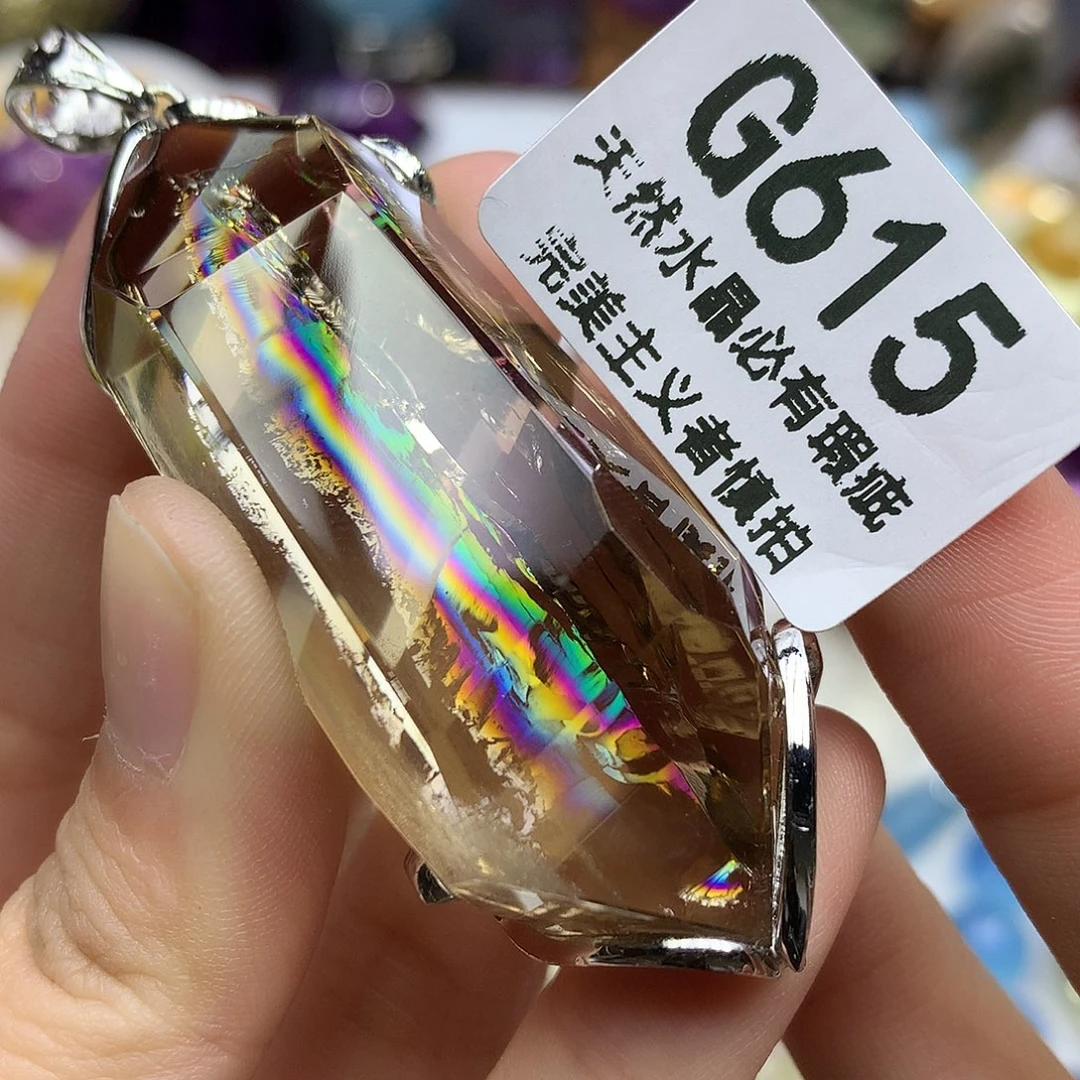 珠宝半成品水晶未镶嵌吊坠