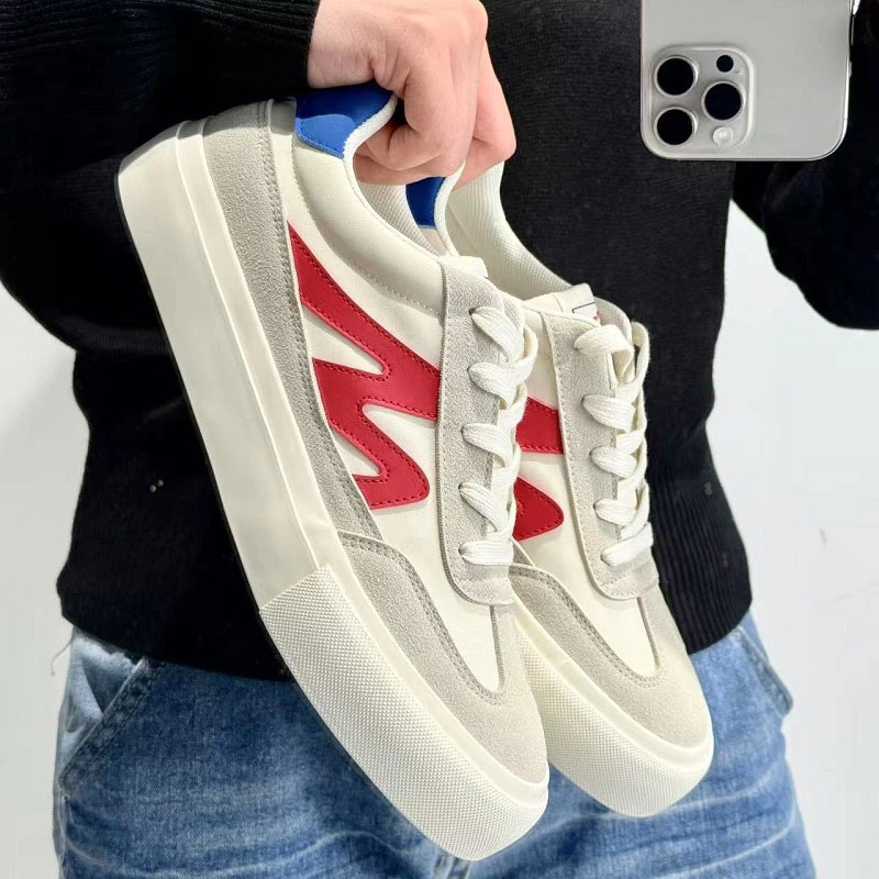 米色低帮男款时尚青春潮流8115百搭学院系带复古经典港风休闲板鞋