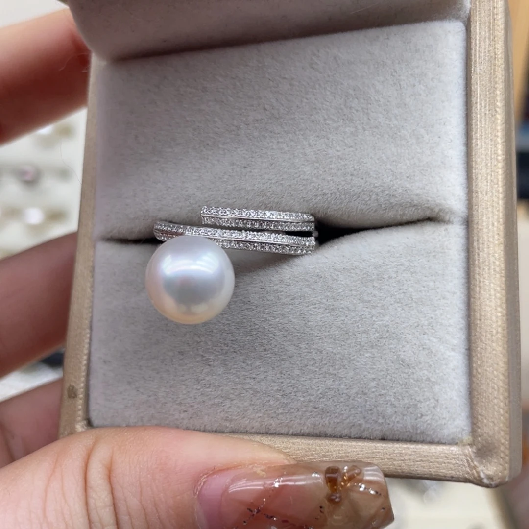 戒指海水珍珠银S925镶嵌F67