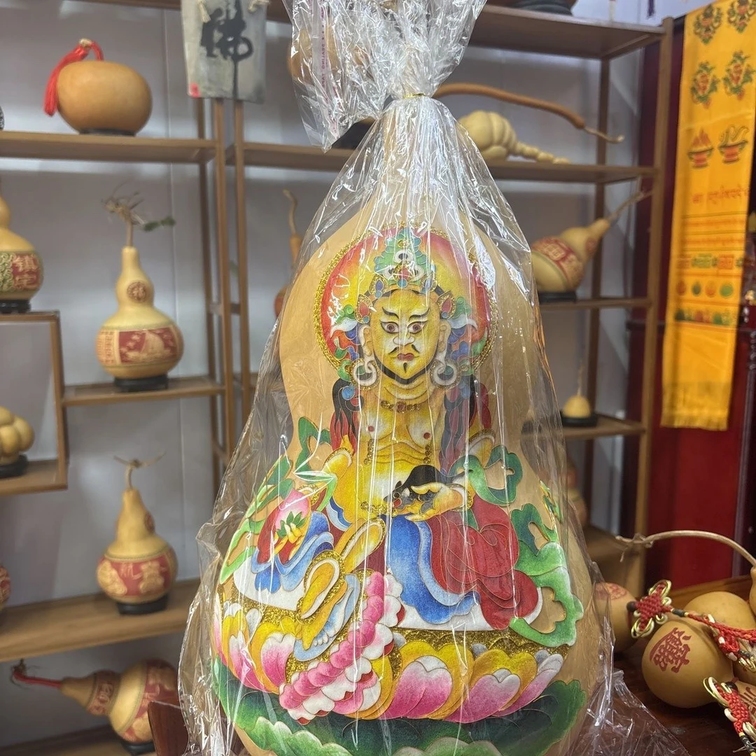天然掐丝工艺葫芦 黄财神 高56厘米(带龙头)