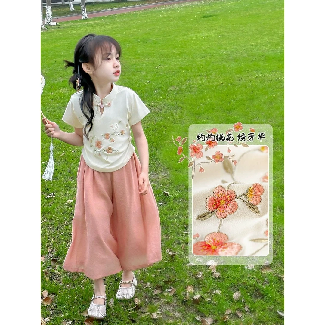 洋气夏季儿童夏装新款中季短袖新中式套装古装国风两件套唐装