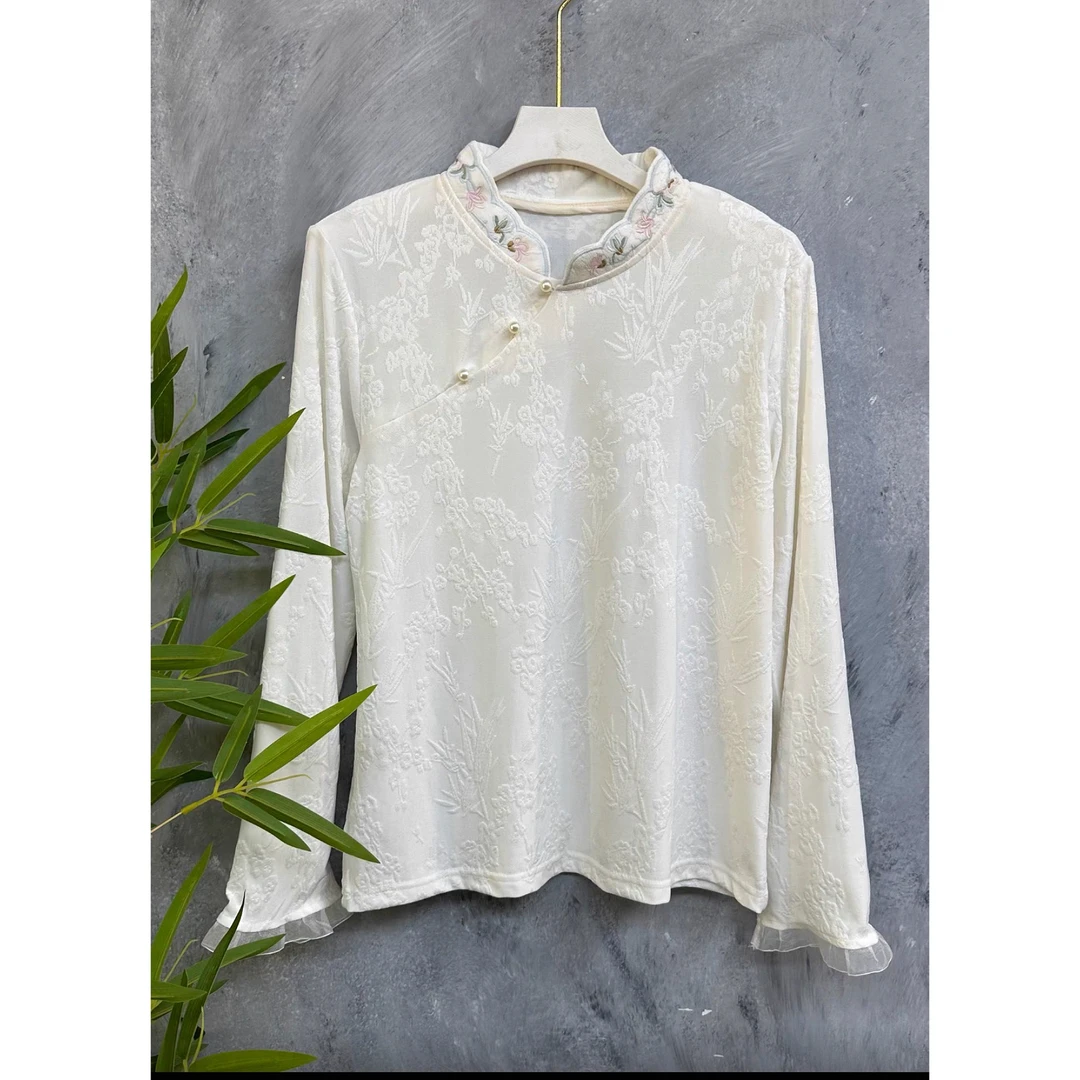 8128新国潮手袖蕾丝边打底上衣