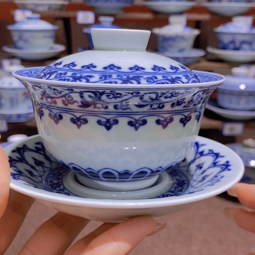 景德镇陶瓷盖碗茶具组合