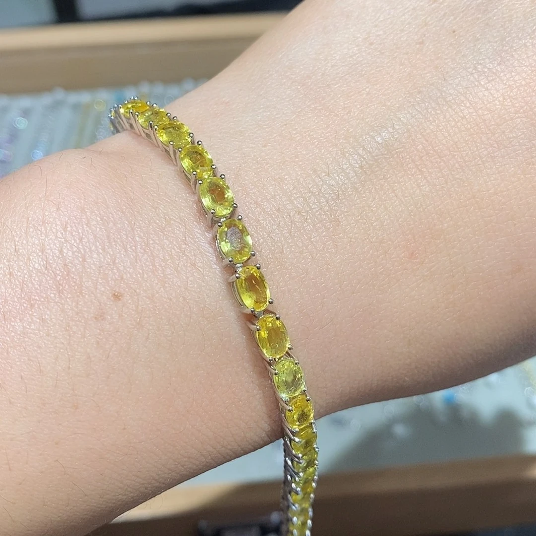 银S925镶嵌蓝宝石手链